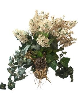 Artificial Faux Cream Lilac and Greenery Arrangement - Home Accents